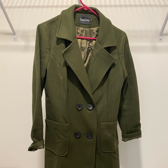 Brand new with tags olive green wool pea coat - Picture 3 of 5